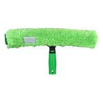 UNGER 79020 MicroStrip Window Washer Sleeve 35cm with ErgoTec T-bar Handle - Microfibre Window Cleaner for Hand Wash or Telescopic Window Cleaning, Green