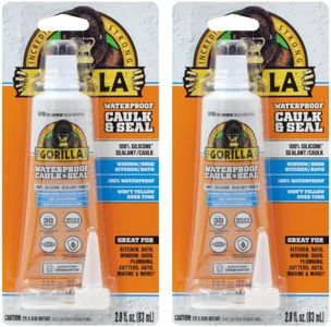 Gorilla Waterproof Caulk & Seal 100% Silicone Sealant, White, 2.8oz Squeeze Tube (Pack of 2)