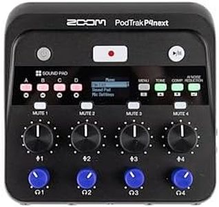 Zoom PodTrak P4next Podcast Recorder, Battery Powered, 4 Microphone Inputs, 4 Headphone Outputs, AI Noise Reduction, Tone & COMP Effects, Phone Input, Sound Pads, Record to SD, Audio Interface Mode
