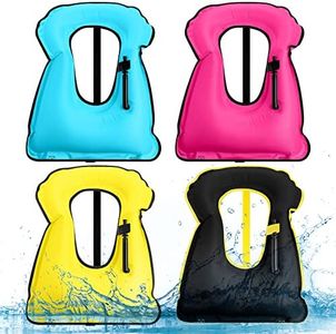 Jerify 4 Pcs Inflatable Snorkel Vest Adults, Portable Swim Vest Jackets, Adjustable Kayaking Jackets Safety Vests for Snorkeling Swimming Diving Surfing (Yellow, Rose Red, Black, Blue)