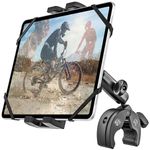 Metal iPad Tablet Mount for Boat Helm, Wheelchair Pole, Golf Cart, Stroller, Mic Stand, Fitness Bike, Road Mountain Bicycle - 360° Adjustable Handlebar Clamp for 4.7-12.9" iPad Pro, Air, Mini, Galaxy