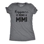 Womens Happiness is Being A Mimi Tshirt Cute Family Grandparent Tee for Ladies Funny Womens T Shirts Mother's Day T Shirt for Women Funny Grandpa T Shirt Dark Grey S