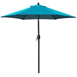 Sunnyglade 7.5' Patio Umbrella Outdoor Table Market Umbrella with Push Button Tilt/Crank, 6 Ribs (Teal Blue)