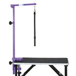 Master Equipment Blue Foldable Grooming Arm for Pets - 24" to 48" in Height, Attaches to Grooming Table Minimum 3" Thick