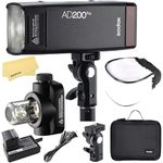 Godox AD200 Pro Godox AD200Pro Godox Flash for Sony Canon Nikon Fujifilm Fuji Olympus Camera,TTL 2.4G HSS 1/8000s,2900mAh Battery,500 Full Power Flashes,0.01-1.8s Recycling,200WS Bare Bulb Flash Head