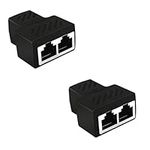 2 Pack RJ45 Ethernet Splitter Connector Adapter，1 to 2 Port Female Socket Adapter Interface Ethernet Cable 8P8C Extender Plug LAN Network Connector for Cat5, Cat5e, Cat6, Cat7