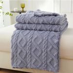 VANJOROY Fleece Blanket Large Throw for Sofa and Bed,400 GSM Lightweight Blanket, 100% Microfiber Fuzzy Soft Warm Cozy Fluffy Wool Throw for Chair,Couch,Travel.. (200×230cm, Blue Grey)