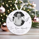 Memorial Christmas Bauble | Memory Ornament | Memorial Keepsake Christmas Bauble | Memorial Photo Ceramic Christmas Bauble (Angel Wings)