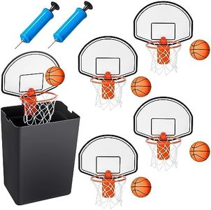 Liliful 4 Pack Indoor Trash Can Basketball Set, Including 4 Pcs Clip on Hoop with Backboard, 4 Pcs Inflatable Ball and 2 Pcs Pump, Fun Indoor Basketball Game Office Stress Relief Toy Fun Birthday Gift