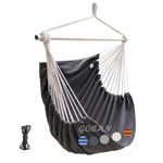 GOCAN Hammock Chair Large Hammock Swing,110 X 150cm,Cotton Hanging Chair Hardwood Spreader Bar Wide Seat Swing Chair(DK grey