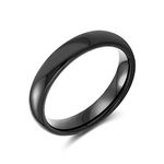 Plain Simple Dome Black Couples Wedding Band Tungsten Ring for Men for Women Comfort Fit 4MM ring_size: Q