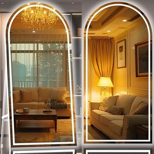 Hasipu 95" X 40" Full Length Mirror with Lights, White Frame Arch Led Mirror Full Length and 3 Colors Temperatures & Brightness Adjustable,Light Up Mirror Full Body for Bedroom Cloakroom Living Room