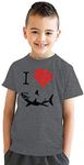 Kids' I Love Sharks T Shirt Classic Youth Shark Bite Shirt Shark Tee Funny T Shirts Shark T Shirt for Kids Novelty T Shirts for Kids Dark Grey L