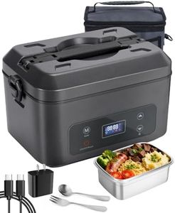 SKEOS Cordless Electric Lunch Box for Adults, Heated Lunch Box Battery Powered with 5 Side Heating, Portable Food Warmer with 5.5 Cups Removable Container, Self-Heating Food Warmer for Work,GreyBlack