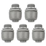 HDHAODA Conduit Connectors, 3/4 Inch Liquid Tight Connector NPT Non-Metallic for PVC Electrical Flexible Conduit Fittings, 180 Degree Straight, UL Listed for Home Outdoor Tubes Tools, Grey (5-Pack)