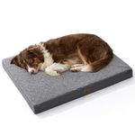 Bedsure Large Dog Bed Washable - Orthopedic Dog Bed and Mattress Mat for Dog Crate with Removable Plush Sherpa Cover, Gifts for Dog, Grey, 91x69x7.6cm