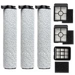 Replacement Brush Roller and HEPA Filters for Bissell Crosswave HF3 Cordless Vacuum Cleaner 3649A Model (3 Set)