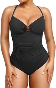 SHAPELLX Womens Swimsuits Tummy Control Bathing Suit Slimming One Piece U-Ring Shapewear Shaping Swimwear Black Small