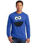 Animation Shops Cookie Monster Face Long Sleeve T-Shirt-Small Royal Blue