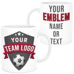 lepni.me Personalised 11 oz. Football Mug with Favourite Team Emblem Flag Badge § Your Name | Custom Sport Game Cup for Fans | Birthday Gift for Men Boy