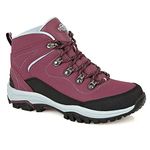 Northwest Territory Ladies Leather Lightweight Waterproof Walking Hiking Trekking Comfort Memory Foam Shoes Size 3 4 5 6 7 8 (Raspberry, Numeric_6)