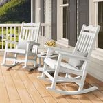 DWVO Patio Rocking Chair Set of 2, All-Weather Resistant Outdoor Indoor Patio Rocker Chair with Cushion, Comfortable and Easy to Maintain Rocker for Balcony, Backyard and Living Room (White)