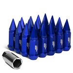 J2 Engineering 7075-T6 Replacement forged Aluminum M12 x 1.5 75mm 20Pcs Spiky Cap Lug Nut + Adapter (Blue)