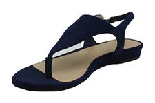 Alfani Womens Hayyden Faux Suede Dressy Thong Sandals Navy 6.5 Medium (B,M)