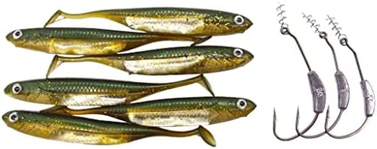 momolures Bass Lures Flashing Core Shad/Flash-J Shad Style for Pike Zander Sea fishing (4inch - KOSAN AYU & Hooks)