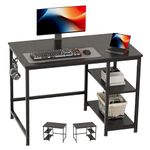 JOISCOPE Home Office Gaming Desk with Wooden Storage Shelf, Small Computer Office Desk and Gaming Table with Splice Board, 2-Tier Industrial Morden Laptop Study Writting Desk, 40 x 24 inches (Black)