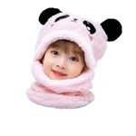 EK UDAAN- Long Ear Rabbit Design Balaclava/Ski Cap Winter Warm Scarf Set (Attached)/Beanie for Boy/Girl (Plush Valvet Thicken) - Light Pink Color 5-6 Year