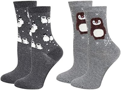 Lovful 2 Pairs Women's Animal Pattern Casual Cotton Socks,Grey