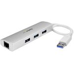 StarTech.com 3-Port USB Hub with Ethernet, 3x USB-A Ports, Gigabit Ethernet, USB 3.2 5Gbps, Bus-Powered, Portable Laptop Hub