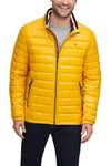 Tommy Hilfiger Men's Wet Look Water Resistant Ultra Loft Down Alternative Puffer Jacket, Yellow Gold, Small