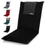 malu Luxury Padded Floor Chair with Back Support Meditation Cushion w/Adjustable Fully Folding Backrest & Removable Washable Cover Portable Easy Wash Nylon Bottom Vegan Leather Accents (Raven Black)