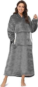 Lostrain Blanket Hoodie, Oversized Oodie Sherpa Wearable Super Soft Warm Cozy with Giant Hoody Plush Fleece Big Pocket Fit for Adults Men Women Teens One Size Indoor Outdoor-LongGrey