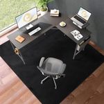 QQpony Chair Mat for Hard Floor, 75" x 60" Large Chair Mat for Hardwood Floor, Flannel Fabric Desk Rug for Hard Surface, Protector Floor Chair Mat for Home Office (Black)