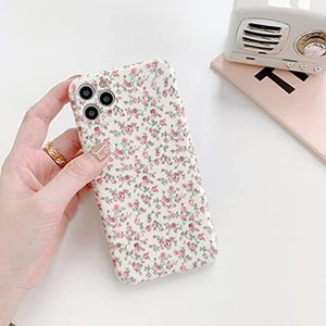 EYZUTAK Phone Case for iPhone 12 6.1 inch, Cute Floral Small Flowers Pattern Shockproof Soft TPU Cover Slim Thin Floral Print Anti Slip Bumper Girly Women Protective Case - White