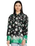 Marks & Spencer Floral Collared Longline Shirt T435851BLACK Mix (M)