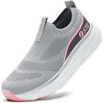 STQ Slip on Sneakers Women Breathable Walking Shoes Arch Support Tennis Shoes Grey Teal Size 9 US