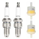 F7TC Spark Plug Set for Honda GX Engines, Briggs & Stratton, Generators - Includes Fuel Filter - Compatible with Lawn Mowers, Tractors, Rototillers, and More