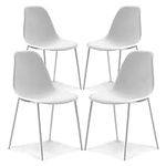 POLY & BARK Isla Modern Kitchen Chairs Set of 4 - Plastic Dining Chair with Metal Legs - Quick Assembly Simple Cafe Chairs Plastic for Indoor or Outdoor - White