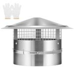 VIVOHOME 8" Cone Top Chimney Cap with Screen, Round Roof Rain Chimney Cover, Stainless Steel Fireplace Exhaust Cap, Adjustable Roof Cap for Vent