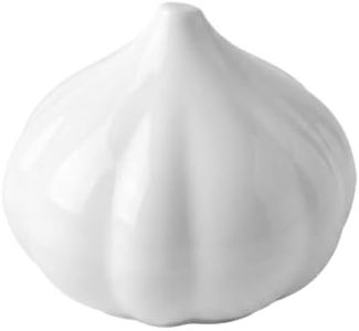 BIAIEMN Garlic Keeper Ceramic Storage Container with Ventilated Lid, Small White Garlic Holder for Kitchen Countertop Farmhouse