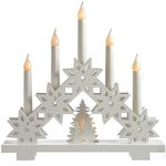 WeRChristmas Pre-Lit Candle Bridge Arch Table Decoration, Wood, 32 cm - White