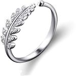 Karatcart Platinum Plated Elegant Austrian Crystal Adjustable Leaf Ring for Women and Girls