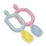 Bibado Weaning Spoons 2 Pack - Baby Led Weaning Spoon for Self Feeding, Dual-Ended Cutlery for Oral Sensory Development and Teething Gums - Ergonomic 2 Handles for Control - Dippit, Pink Grey