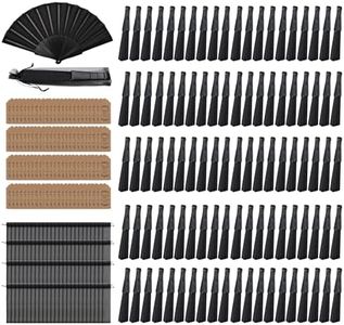 LECEHIVO 100 Pcs Wedding Folding Hand Fans Bulk with Plastic Ribs Chinese Handheld Silk Fabric Foldable Fans for Home Decoration Party Wedding Gifts Supplies (Black)