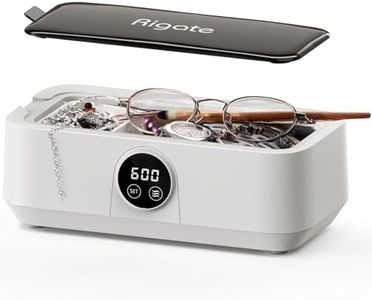 RIGATE Ultrasonic Jewelry Cleaner,600 Seconds Non-Stop Cleaning, 46KHz,360° Deep Cleaning, Suitable for Cleaning Eyeglasses, Watch Chains, Rings, Necklaces, Jewelry, Makeup Brushes, Metal Products.