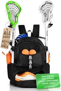 ERANT Athletic Lacrosse Bag - Extra Large Sports Lacrosse Backpack - Lacrosse Sticks Holders - Separate Cleat & Gear Compartment - Boys & Girls - Ideal for Lacrosse, Field Hockey, Gym - Black